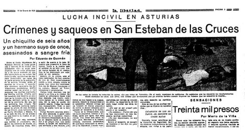 Recorte de prensa de un art�culo sobre la Revoluci�n de octubre de 1934