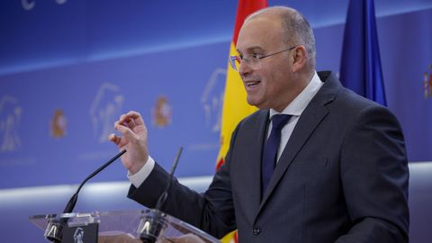El portavoz en el Congreso del PP, Miguel Tellado, en una rueda de prensa en la Cámara Baja.