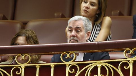 El presidente de Canarias, Fernando Clavijo (CC), este martes en la tribuna de invitados del Congreso, con expresin de preocupacin