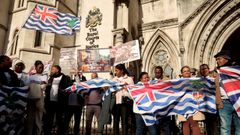 Protesta en Londres en octubre del 2025 contra el acuerdo para transferir la soberan�a de Chagos a Mauricio