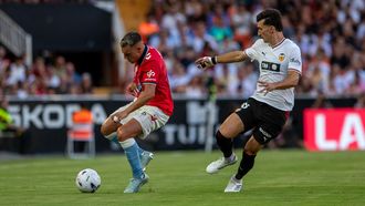 El jugador del Celta Ferran Jutgl�, durante el partido ante el Valencia.