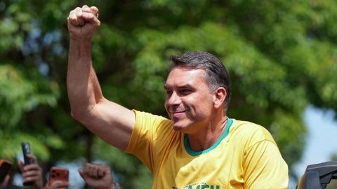 Fl�vio Bolsonaro, en uno de sus �ltimos actos de campa�a.