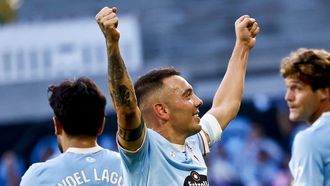 El futbolista del Celta Iago Aspas, celebrando el gol que marc� al Osasuna esta temporada.