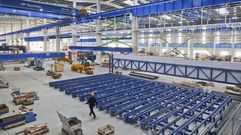 Obras de construcci�n de la f�brica digital de bloques de Navantia, en foto de archivo