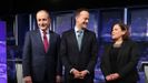 Michaél Martin, Leo Varadkar y Mary Lou McDonald, durante un debate de la campaña electoral