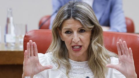 Yolanda D�az durante una reuni�n de los responsables de Movimiento Sumar para analizar la situaci�n pol�tica nacional.