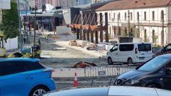 Imagen de uno de los cortes de tr�fico en las inmediaciones de la estaci�n intermodal.