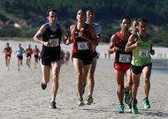 La mayor parte del recorrido de los 10 kil�metros se realiza por la playa de Carnota. 