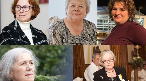 De esquerda a dereita, e de arriba abaixo, Teresa Ferreira, Manuela Ures, Isabel Freijeiro, Concha Seoane e Fina Rey