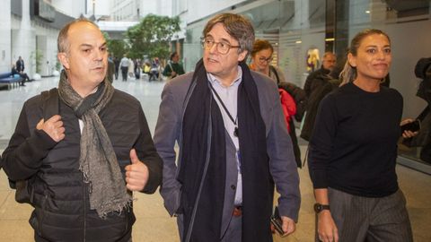 Turull, Puigdemont y Nogueras, de izquierda a derecha, en el Europarlamento el pasado noviembre