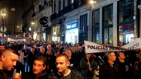 Manifestación de policías en Oporto.