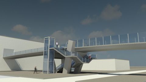 El concurso internacional exiga a los participantes el diseo de una pasarela elevada para conectar un centro comercial con un aparcamiento y, a la vez, permitir el acceso a una estacin de metro y una carretera que discurran por debajo de la estructura.