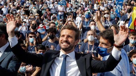 Pablo Casado, en la plaza de toros de Valencia