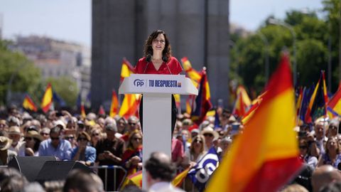 Ayuso durante su intervencin en la concentracin convocada por el PP