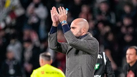 Claudio Gir&aacute;ldez, dirigiendo al Celta&nbsp;frente al Albacete en el Carlos Belmonte.
