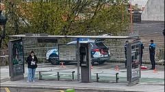 Control de Polic�a Local de Vigo en el carril bici a su paso por la Praza do Rei