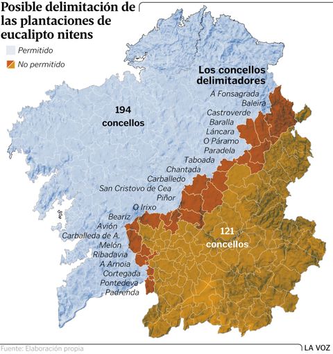 Posible delimitaci�n de las plantaciones de eucalipto nitens