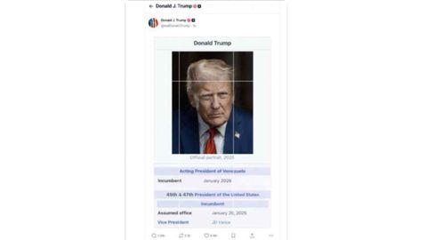 El presidente de Estados Unidos, Donald Trump public� este domingo en su cuenta de Truth social una imagen manipulada de su perfil en Wikipedia, en la que se atribuye el cargo de �presidente interino de Venezuela� desde enero del 2026.