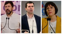 Ant�n G�mez-Reino (Galicia en Com�n), Gonzalo Caballero (PSdeG-PSOE) y Ana Pont�n (BNG)