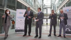 El presidente de la Xunta, Alberto N��ez Feijoo, en la inauguraci�n de un simposio en Santiago