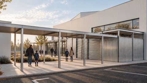 Recreaci&oacute;n del nuevo edificio de servicios que se construir&aacute; en la zona deportiva de Almeiras.