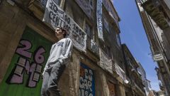 Imagen reciente de un inmueble ocupado en la calle Algalia de Arriba, en Santiago