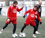 Rafa Garc�a y Pablo S�nchez, durante un entrenamiento de esta semana en A Cheda.