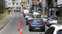 Tramo desde la Porta da Estaci�n a San Fernando, con atascos