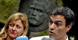 Pedro S�nchez, candidato a la secretar�a general del PSOE, ayer en Ferrol junto a Beatriz Sestayo. 