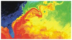 Detalle de la imagen t�rmica tomada por sat�lite de la Corriente del Golfo