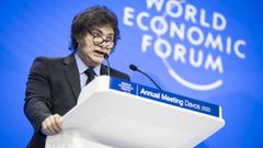 El presidente de Argentina, Javier Milei, en el Foro de Davos