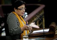 Olaia Fern�ndez Davila, ayer, durante su intervenci�n.