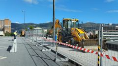 Construcci�n del nuevo intercambiador de transporte para el campus de El Cristo, en Oviedo.