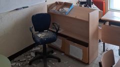 Imagen de los desprendimientos sobre el aula del CEIP As Mercedes