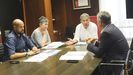 Ivn Puentes, Eva Vilaverde, Lores y Rafa Domnguez, este jueves, en la reunin de la junta de portavoces del Concello de Pontevedra