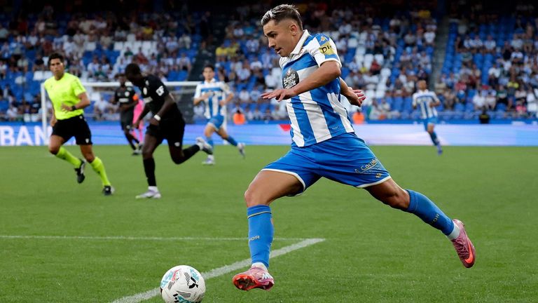 Yeremy, durante un partido de esta temporada en Riazor