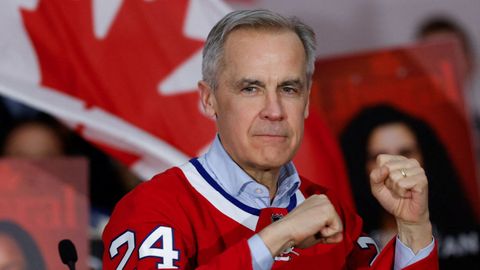 Mark Carney, durante un mitin en la ciudad de Laval, en Quebec