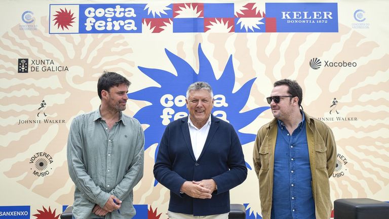 Diego Otero, Telmo Martn e Ignacio Suarez en la presentacin del Costa Feira 2025 en Sanxenxo