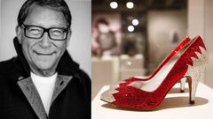 El diseador y coleccionista Stuart Weitzman y una de las piezas expuestas actualmente en la Fundacin Barri.