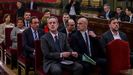 De izquierda a derecha, Forn, Romeva y Junqueras en el juicio por el desaf�o secesionista