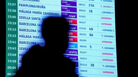 Cancelaciones en la estaci�n de Atocha tras suspenderse la circulaci�n entre Madrid y Andaluc�a