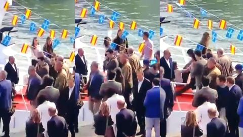 Tropiezo de la reina Letizia en Llanes