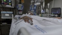 Un paciente ingresado en la Unidad de Cuidados Intensivos del Hospital Infanta Sof�a, en San Sebasti�n de los Reyes, Madrid, el pasado abril