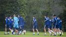 Los jugadores del Real Oviedo en El Requexn