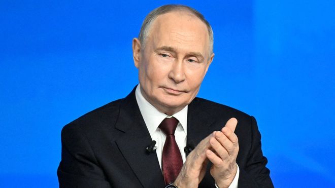 El presidente ruso, Vladimir Putin, durante su rueda de prensa anual.