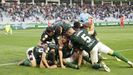 Los jugadores del Racing celebran una victoria que se resisti hasta los ltimos minutos de juego.