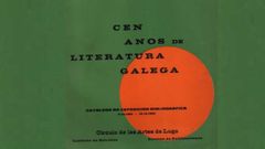 Detalle da portada da edicin orixinal de Cen anos de literatura galega.