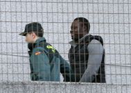 Ibrahima tras prestar declaraci�n ante el juez y este enviarlo a prisi�n