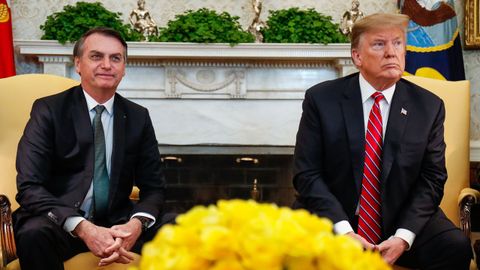 Bolsonaro y Trump durante la visita del brasile�o a la Casa Blanca en marzo del 2019