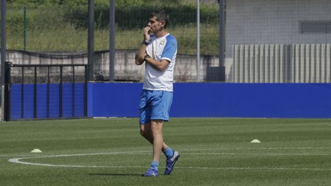 Antonio Hidalgo, durante un entrenamiento de esta semana en Abegondo